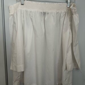 Tommy Hilfiger Off-White Smocked Off-the-Shoulder Blouse